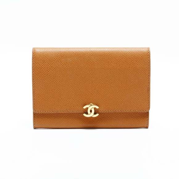 CHANEL No. 5 1997-1999 Pouch Leather Bi-fold Wallet Brown